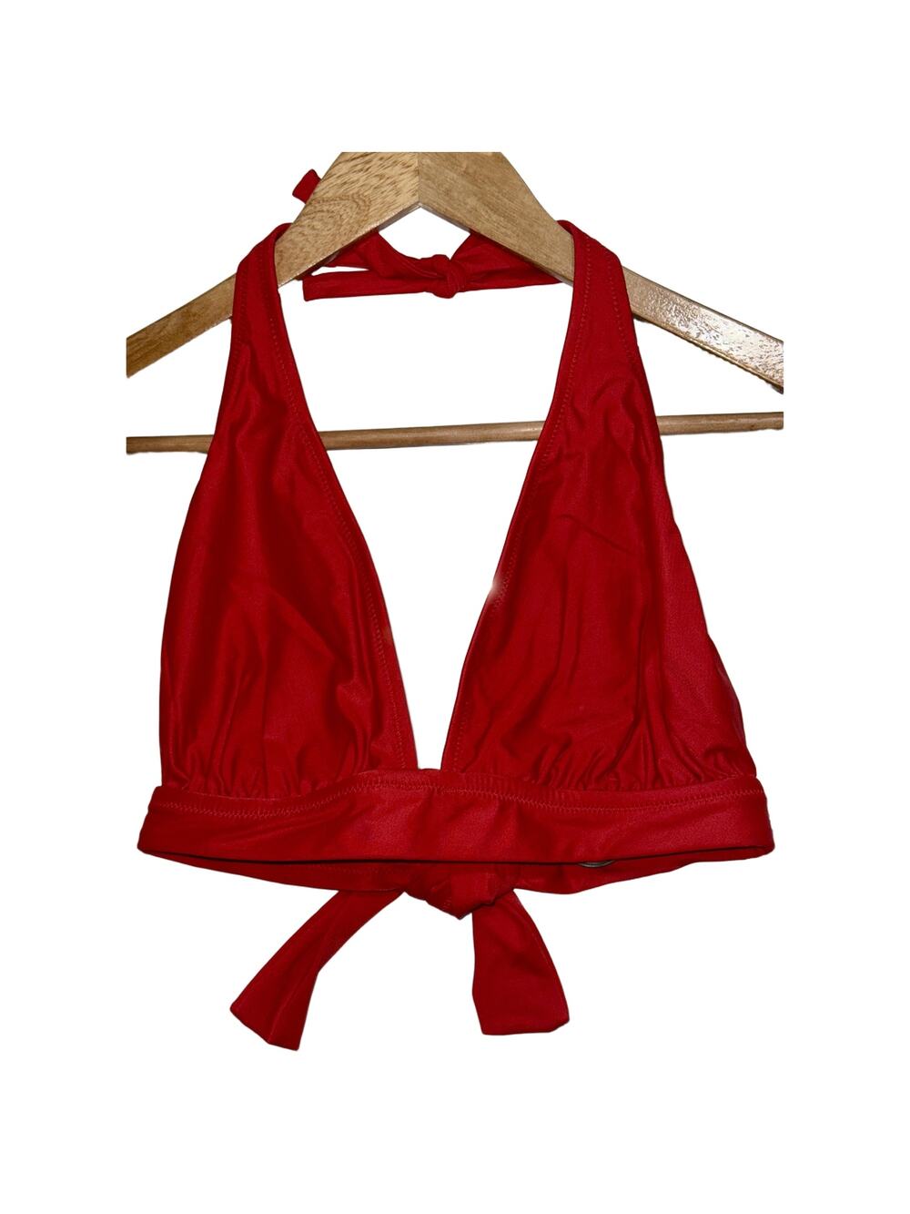NEW J. Crew DD Halter Tie-Back Bikini Top With Mesh BY633 Bright Cerise Red Sz M